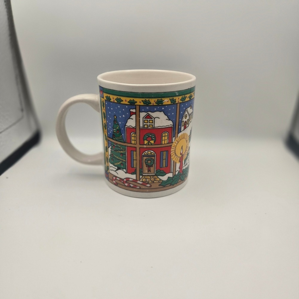 Vintage Gibson Housewares Christmas Winter Village Coffee Mug Holiday Ceramic